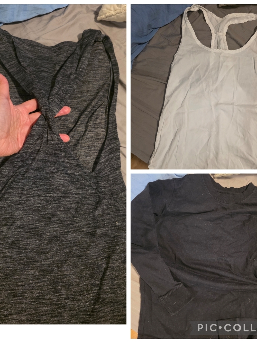 Lot of 3 Lululemon tops long sleeve white tank top gray tank top medium small